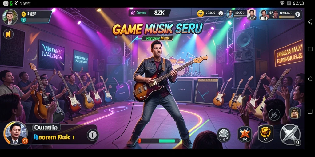 Tampilan gameplay seru 8ZK dengan pemain menikmati musik.