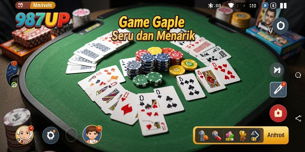 Screenshot permainan 987UP yang menunjukkan keseruan Gaple.
