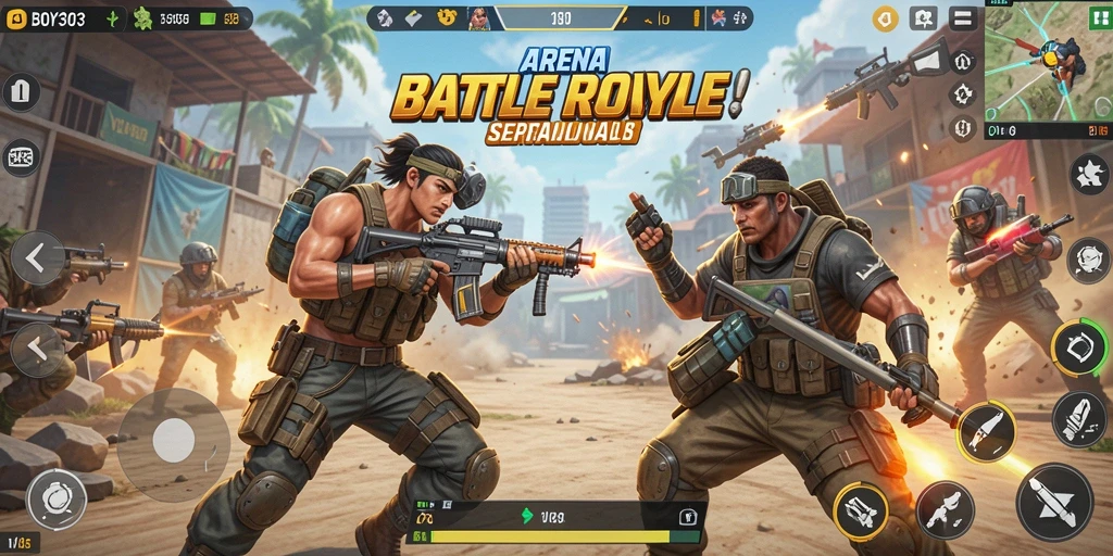 Tampilan menarik dari gameplay battle royale BOY303.