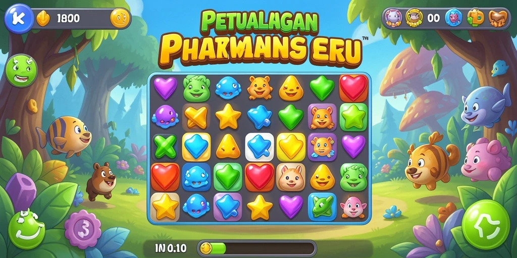 Screenshot gameplay F7F7 yang penuh warna dan seru.