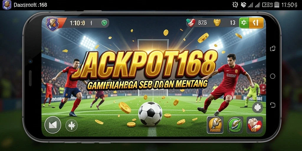 Screenshot JACKPOT168 menunjukkan aksi permainan olahraga yang mendebarkan.