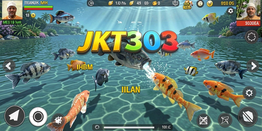 Screenshot gameplay JKT303 menampilkan aksi menembak ikan yang seru.