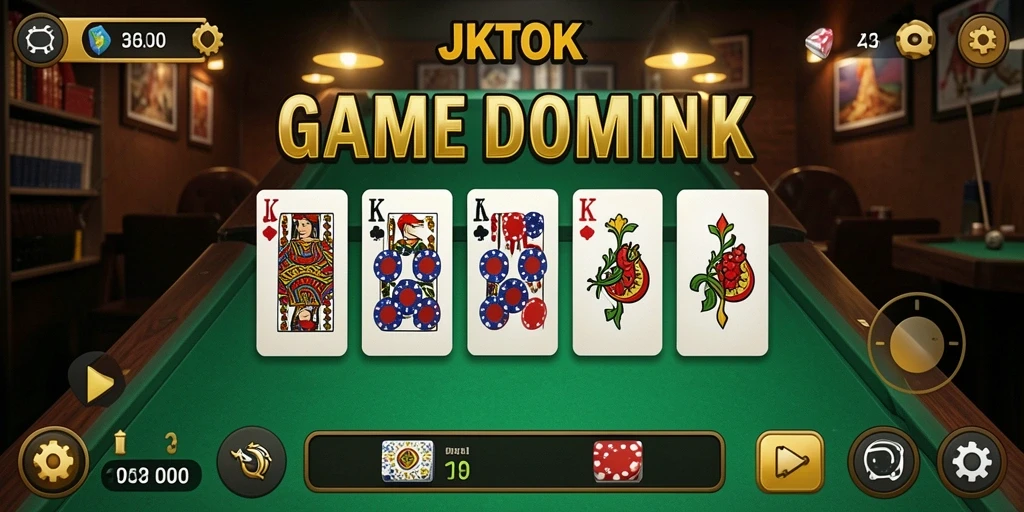 Screenshot JKTOK menampilkan gameplay domino yang seru.
