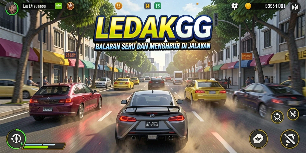Tampilan gameplay seru dari LEDAKGG saat balapan.