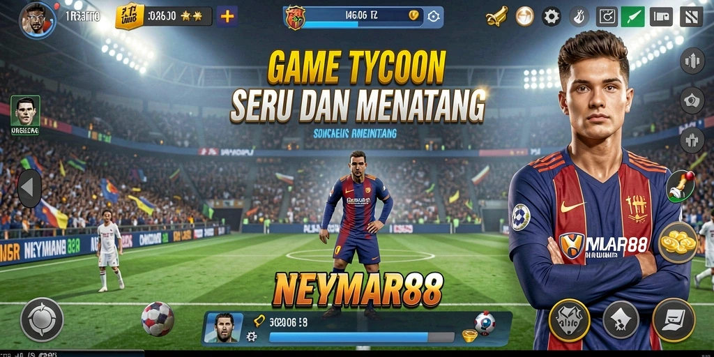 Screenshot gameplay NEYMAR88 yang menunjukkan keseruan manajemen bisnis.