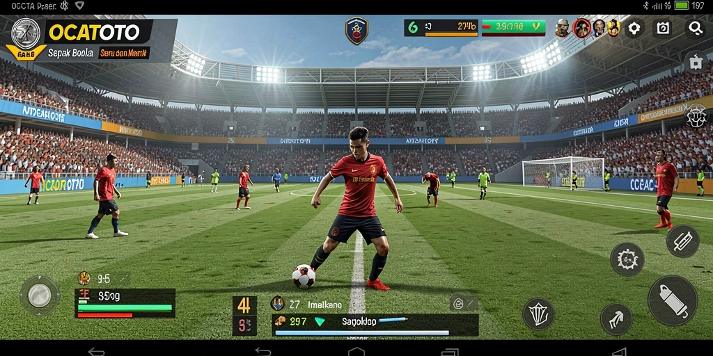 Tampilan menarik dari gameplay OCATOTO dengan aksi sepak bola yang mendebarkan.