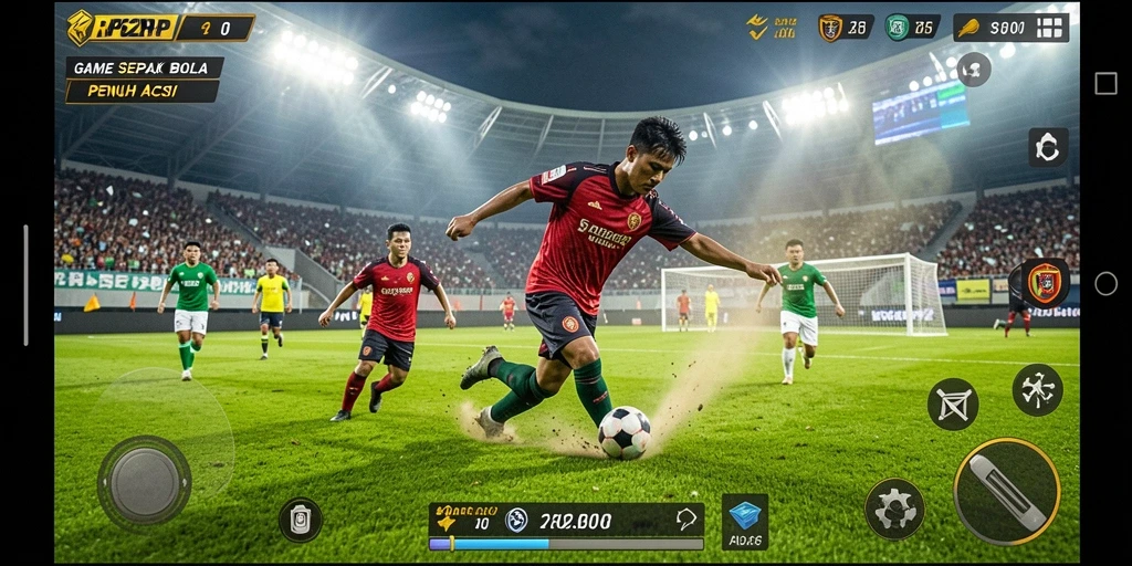 Tampilan gameplay RP62RP dengan aksi sepak bola seru.