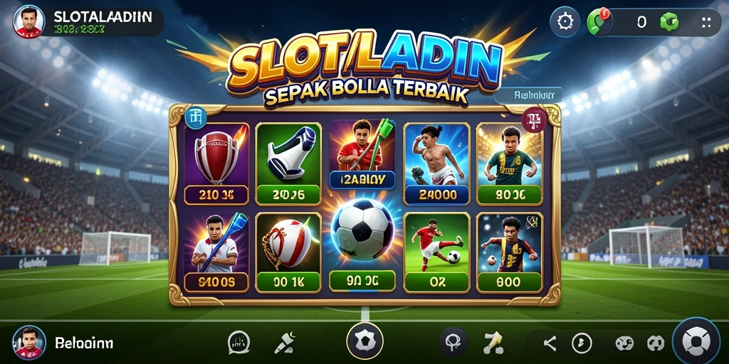 Tampilan gameplay menarik dengan tema sepak bola.
