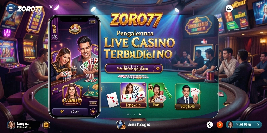 Tampilan menarik gameplay ZORO77 Live Casino dengan dealer langsung.